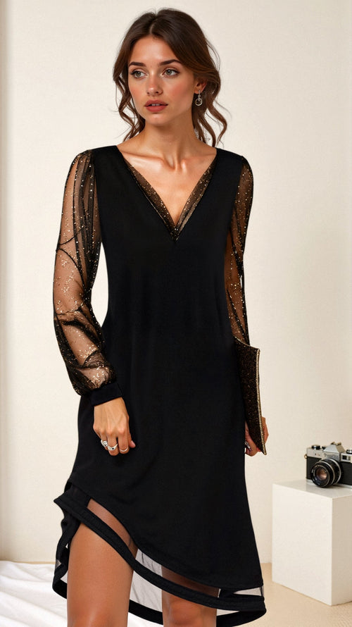 Women's Black Polyester Maxi Dress | Elegant Lightweight Summer Gown 1