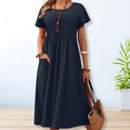 Women's Breathable Cotton Midi Dress | Relaxed Fit Casual Summer Dress 0