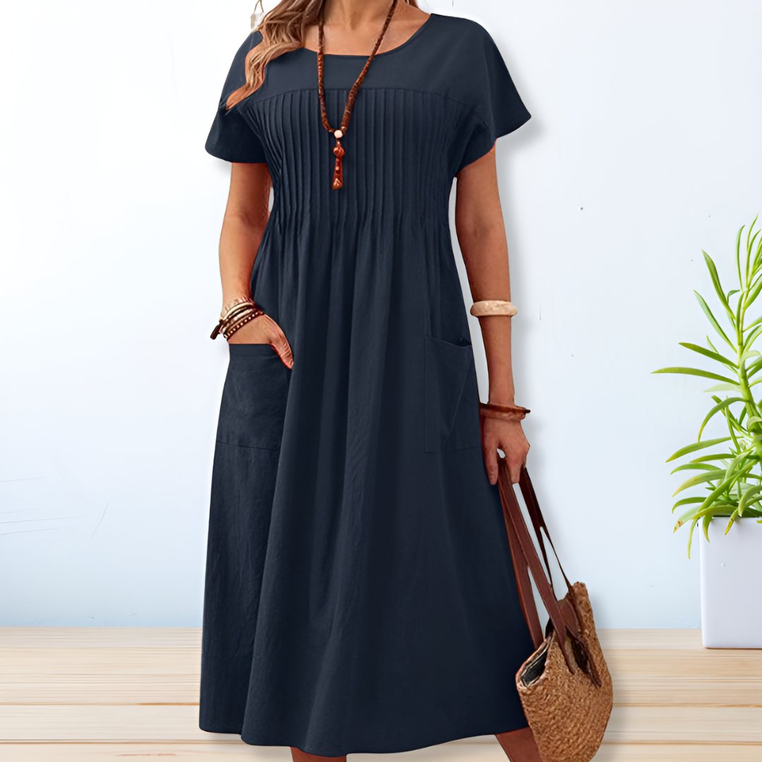 Women's Breathable Cotton Midi Dress | Relaxed Fit Casual Summer Dress 0