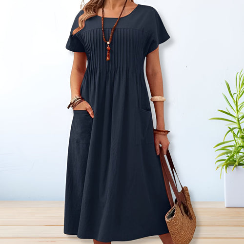 Women's Breathable Cotton Midi Dress | Relaxed Fit Casual Summer Dress 0