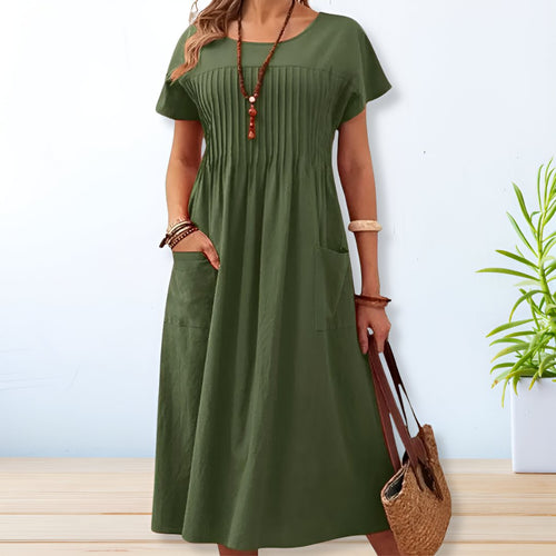 Women's Breathable Cotton Midi Dress | Relaxed Fit Casual Summer Dress 1