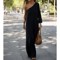 Women's Elegant Asymmetrical One-Shoulder Dress | Chic Midi Cocktail Dress for Casual Evening Wear 0