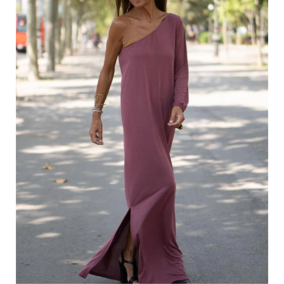 Women's Elegant Asymmetrical One-Shoulder Dress | Chic Midi Cocktail Dress for Casual Evening Wear 2