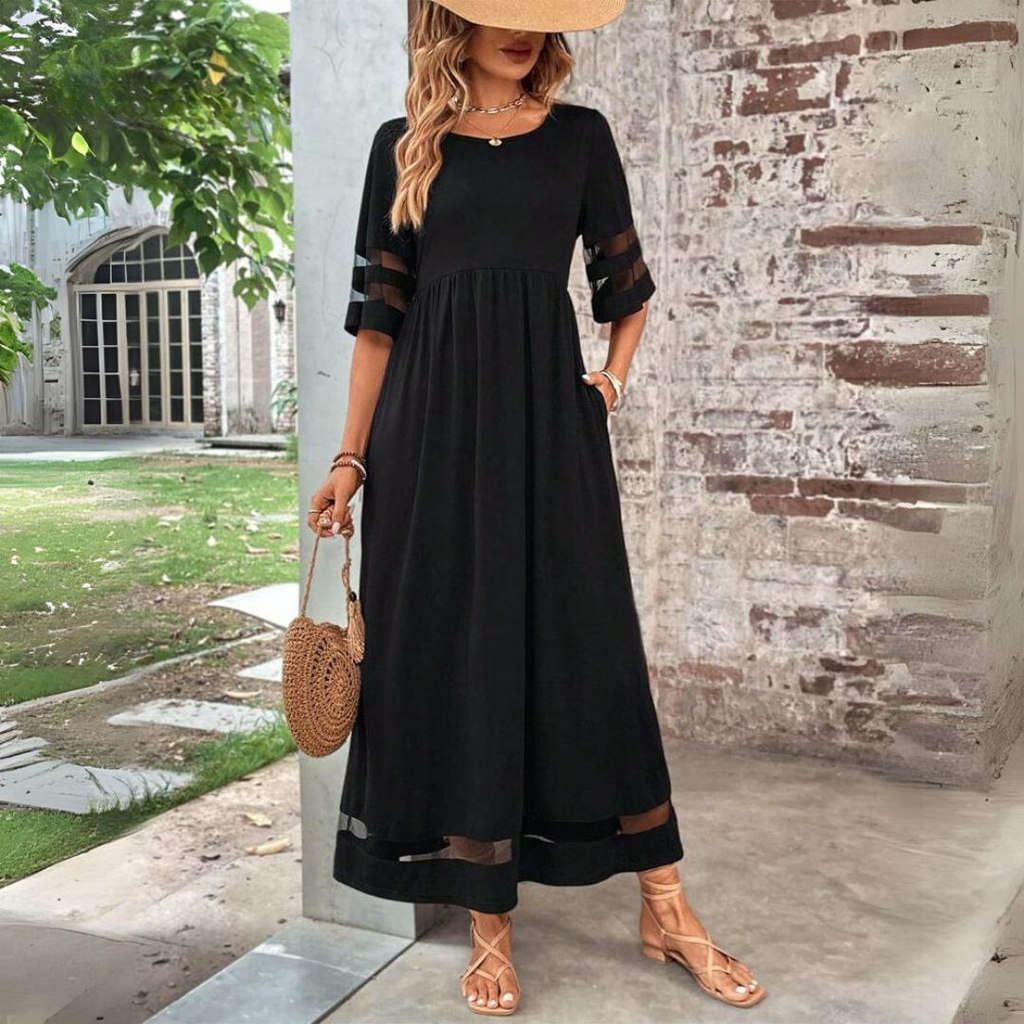 Women's Elegant Fabric Dress | Timeless Scoop Neck Formal Dress 1