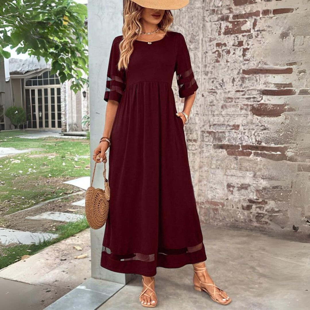 Women's Elegant Fabric Dress | Timeless Scoop Neck Formal Dress 5