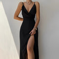 Women's Elegant Fabric Maxi Dress | Chic Side Slit Formal Gown 0