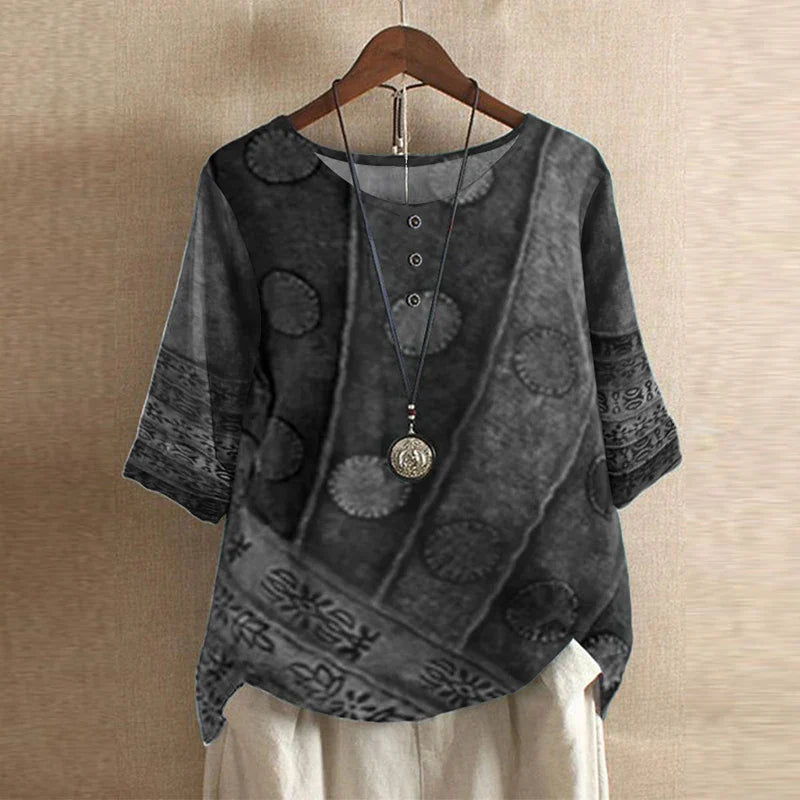 Women's Floral Blend Blouse | Elegant Relaxed Long Sleeve Summer Top 1