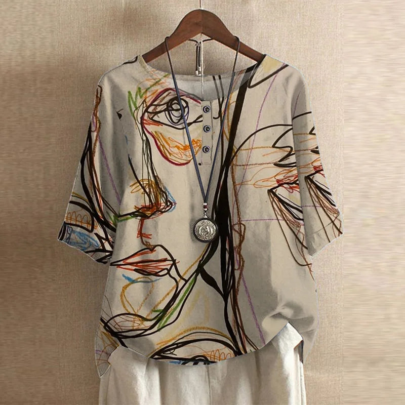 Women's Floral Blend Blouse | Elegant Relaxed Long Sleeve Summer Top 10