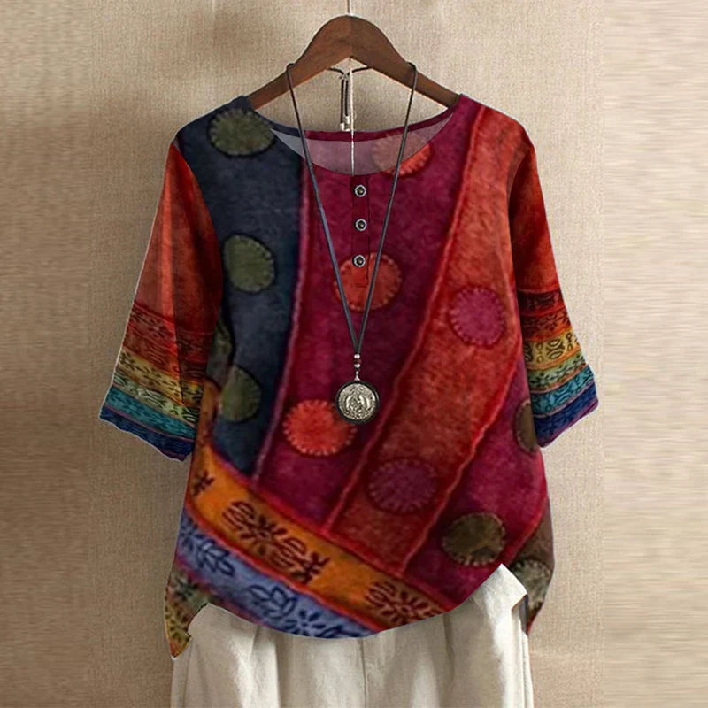 Women's Floral Blend Blouse | Elegant Relaxed Long Sleeve Summer Top 3
