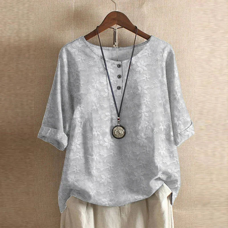 Women's Floral Blend Blouse | Elegant Relaxed Long Sleeve Summer Top 5