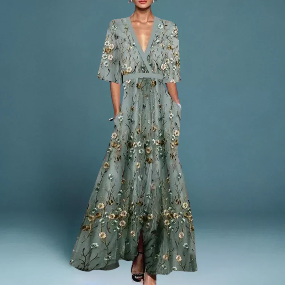 Women's Floral Maxi Dress | Elegant Flowing Summer Gown 0