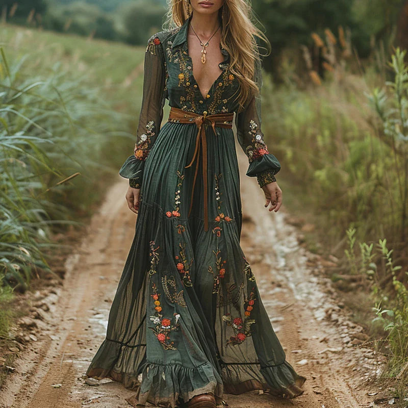 Women's Floral Maxi Dress | Elegant Pleated Summer Dress for Effortless Style 0