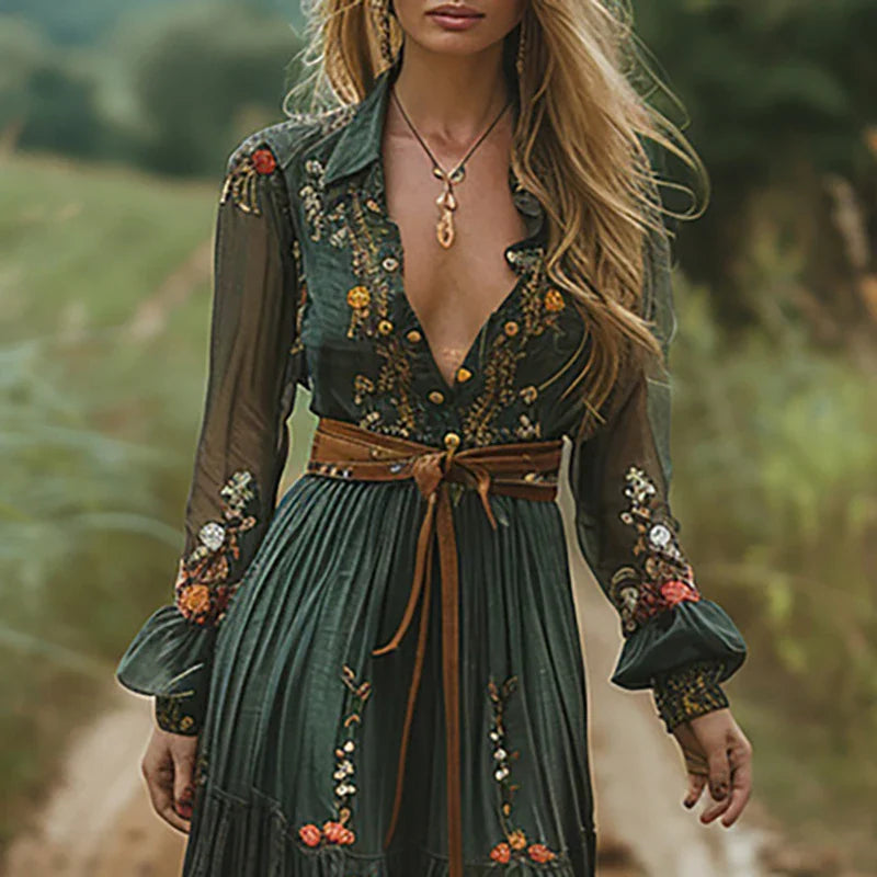 Women's Floral Maxi Dress | Elegant Pleated Summer Dress for Effortless Style 1