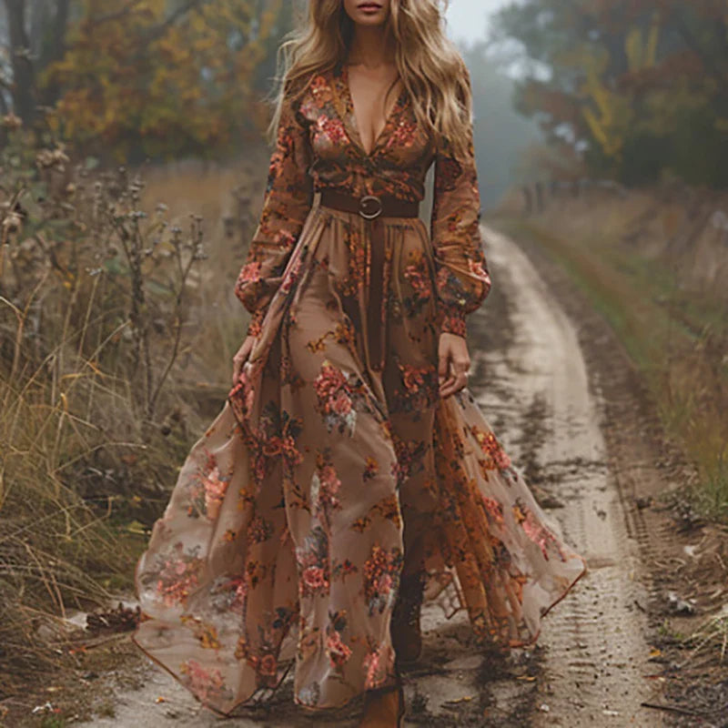 Women's Floral Maxi Dress | Elegant Pleated Summer Dress for Effortless Style 3