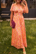 Women's Floral Maxi Dress | Elegant V-Neck Summer Gown 0