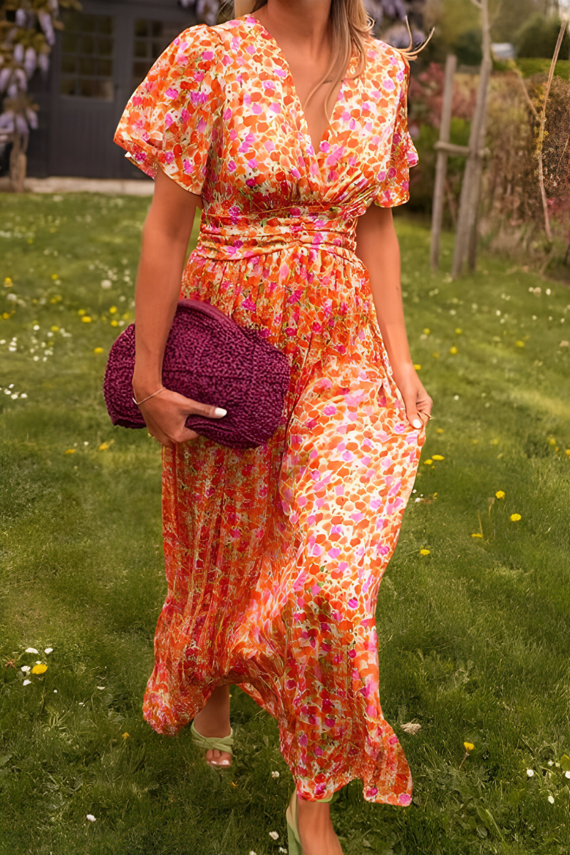 Women's Floral Maxi Dress | Elegant V-Neck Summer Gown 1