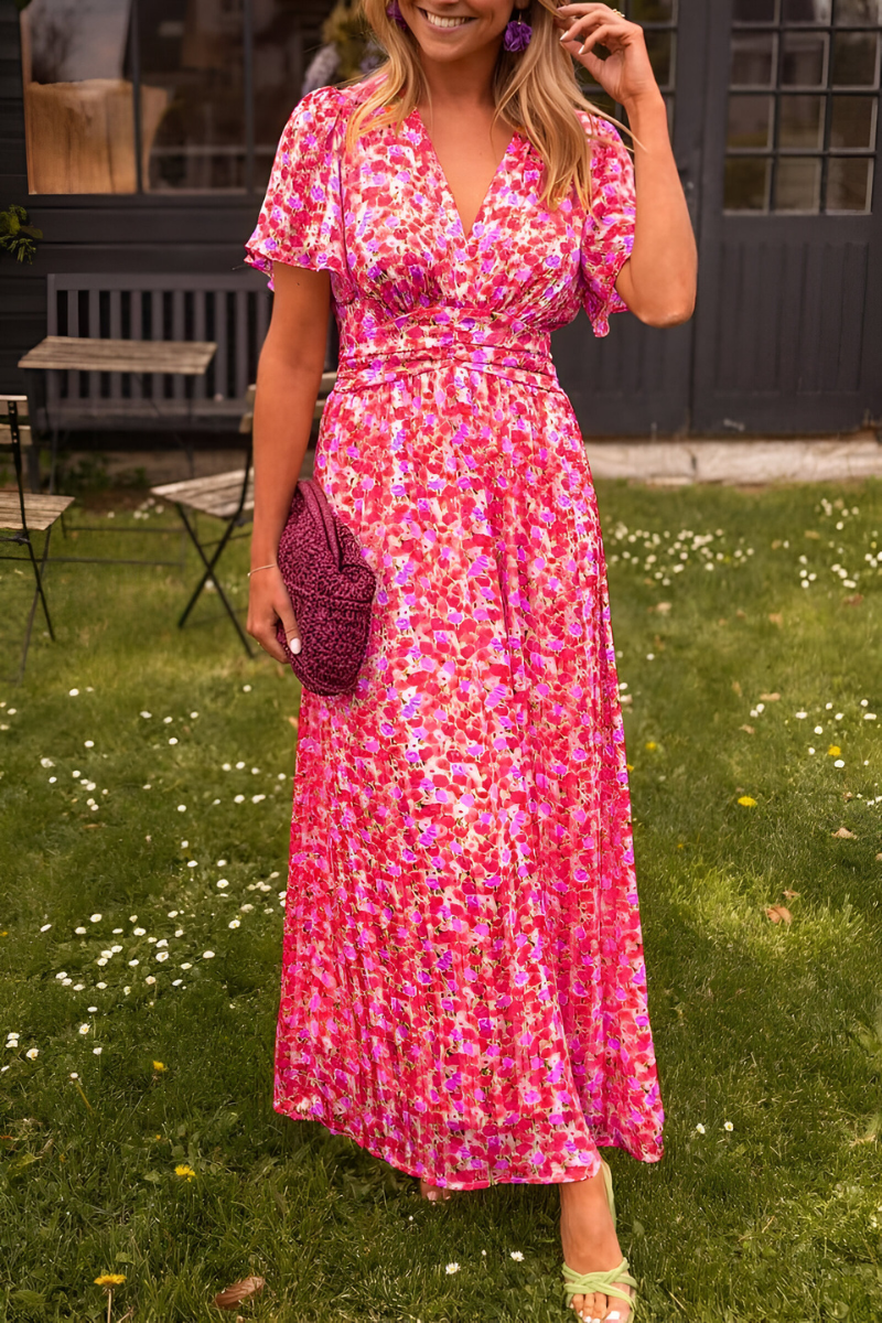 Women's Floral Maxi Dress | Elegant V-Neck Summer Gown 4