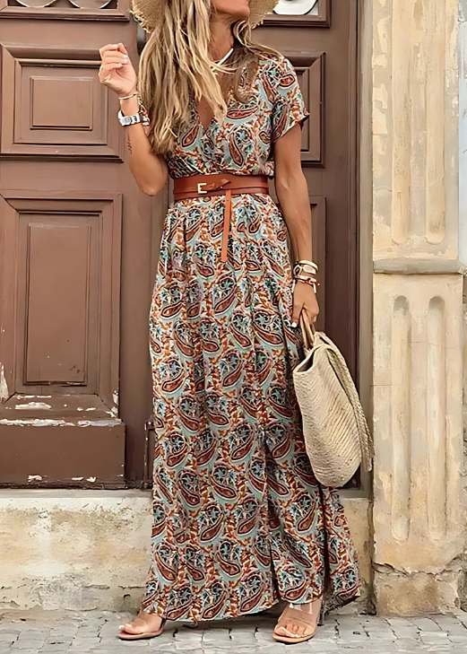 Women's Lightweight Boho Maxi Dress | Elegant Summer Outfit with Matching Belt 4
