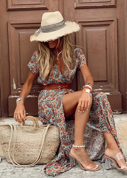 Women's Lightweight Boho Maxi Dress | Elegant Summer Outfit with Matching Belt 6