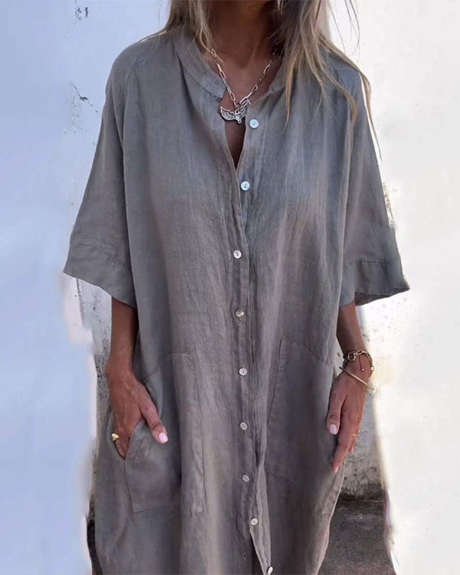 Women's Lightweight Cotton Shirt Dress | Flattering Boho Summer Dress for Plus Size 0