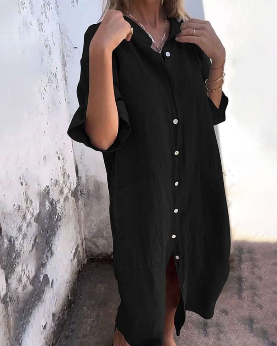 Women's Lightweight Cotton Shirt Dress | Flattering Boho Summer Dress for Plus Size 1