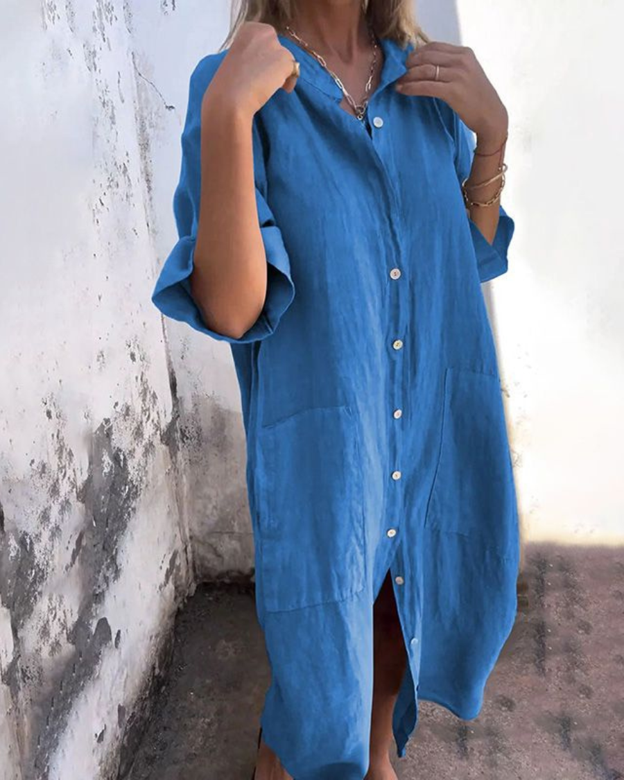 Women's Lightweight Cotton Shirt Dress | Flattering Boho Summer Dress for Plus Size 2