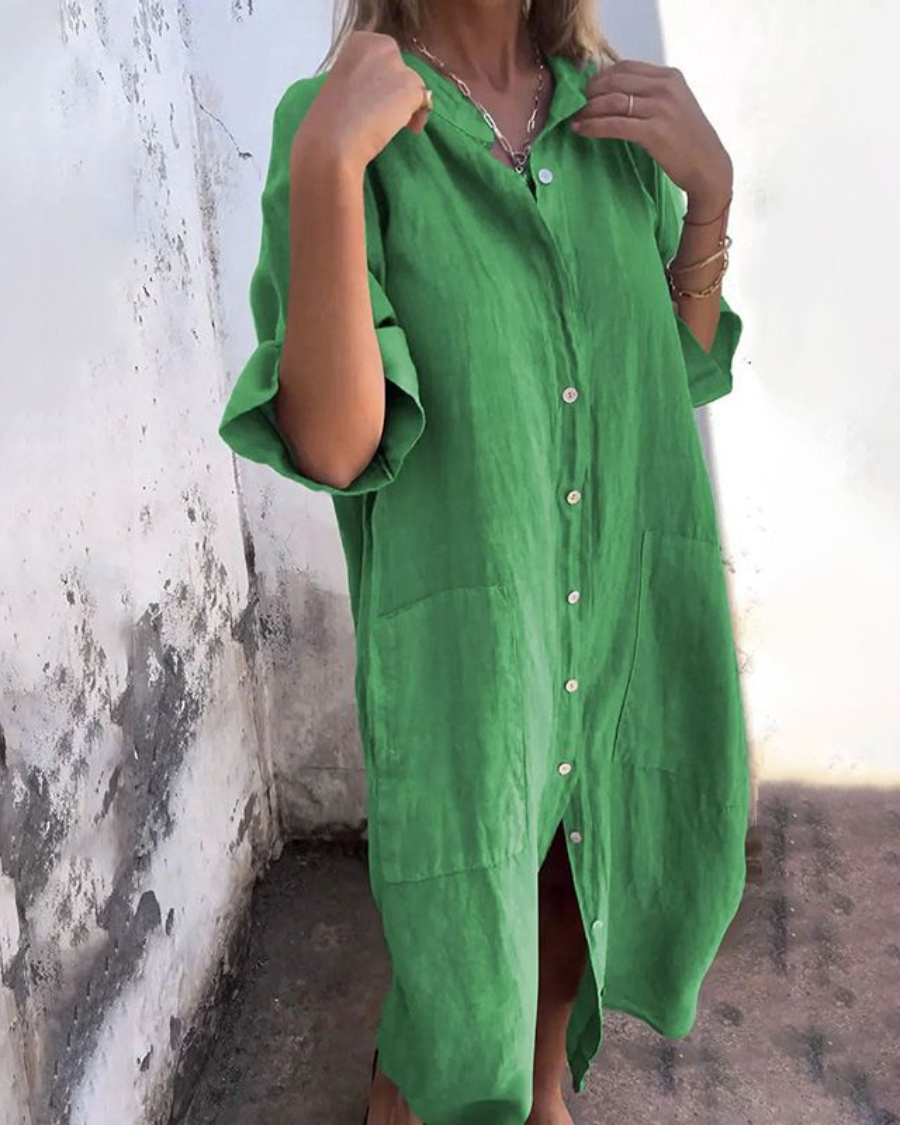 Women's Lightweight Cotton Shirt Dress | Flattering Boho Summer Dress for Plus Size 3