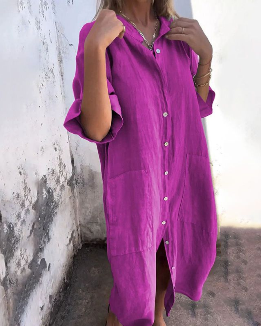 Women's Lightweight Cotton Shirt Dress | Flattering Boho Summer Dress for Plus Size 4