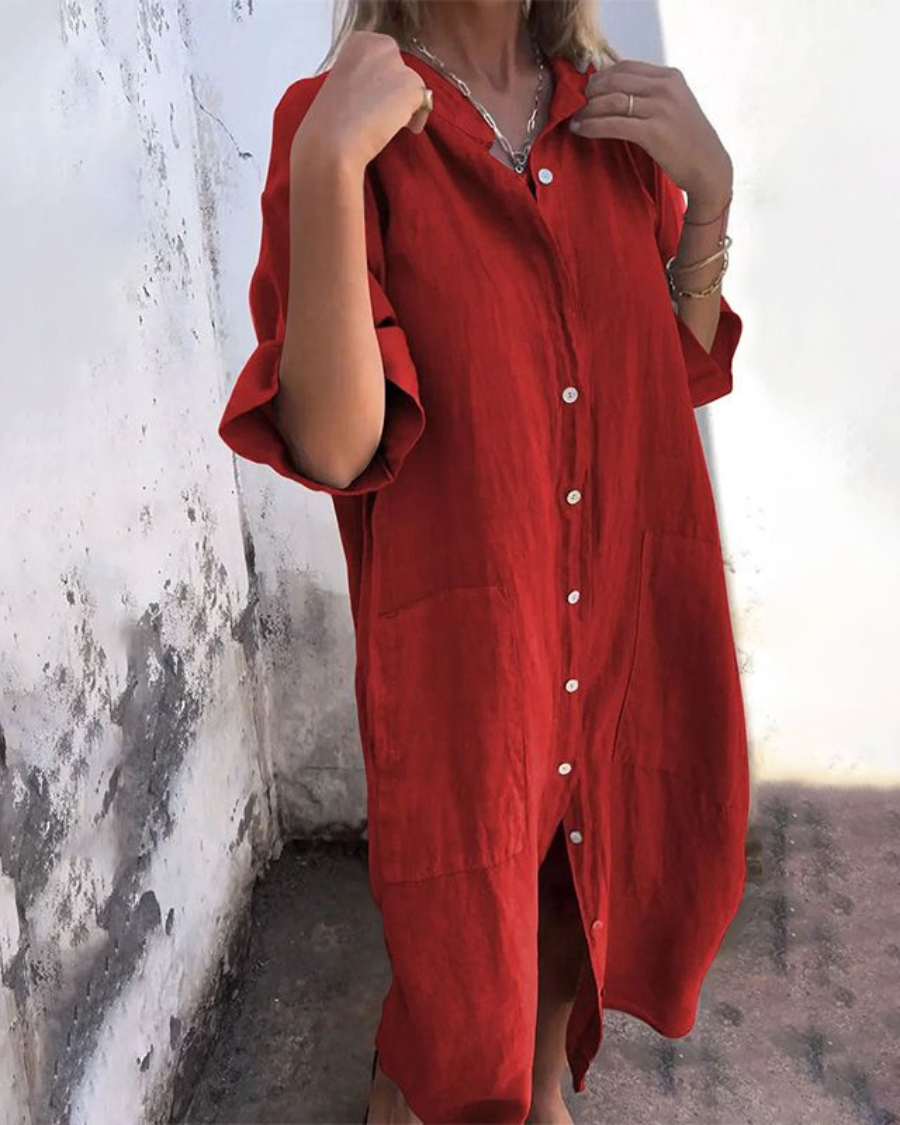 Women's Lightweight Cotton Shirt Dress | Flattering Boho Summer Dress for Plus Size 5