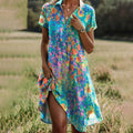 Women's Lightweight Cotton Summer Dress | Elegant Boho Chic Midi Dress 0