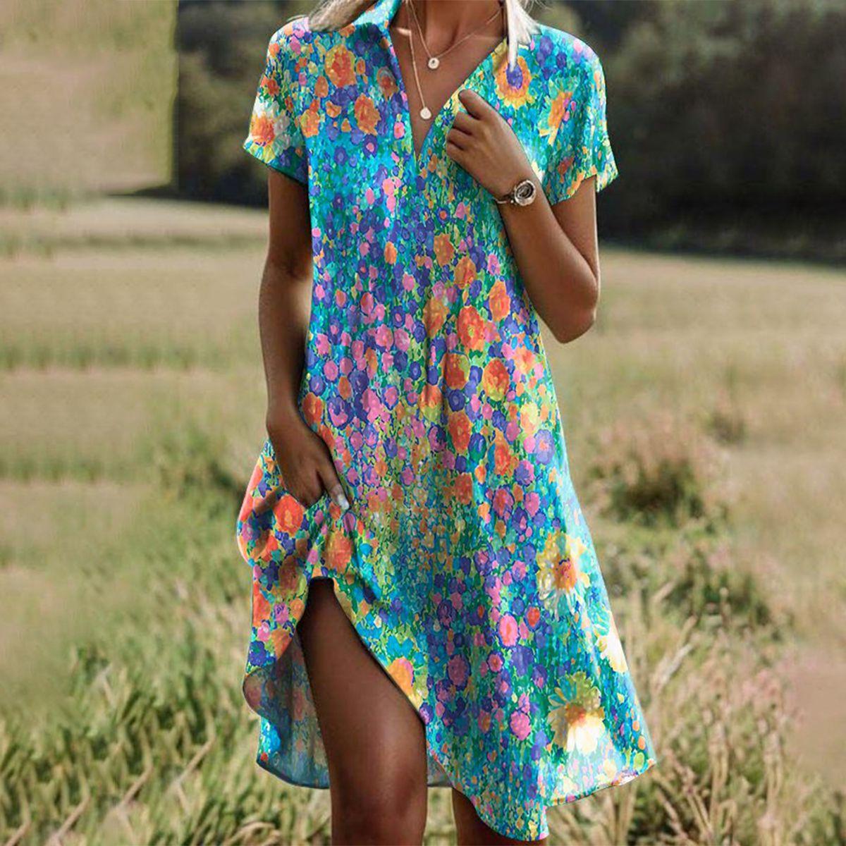 Women's Lightweight Cotton Summer Dress | Elegant Boho Chic Midi Dress 0