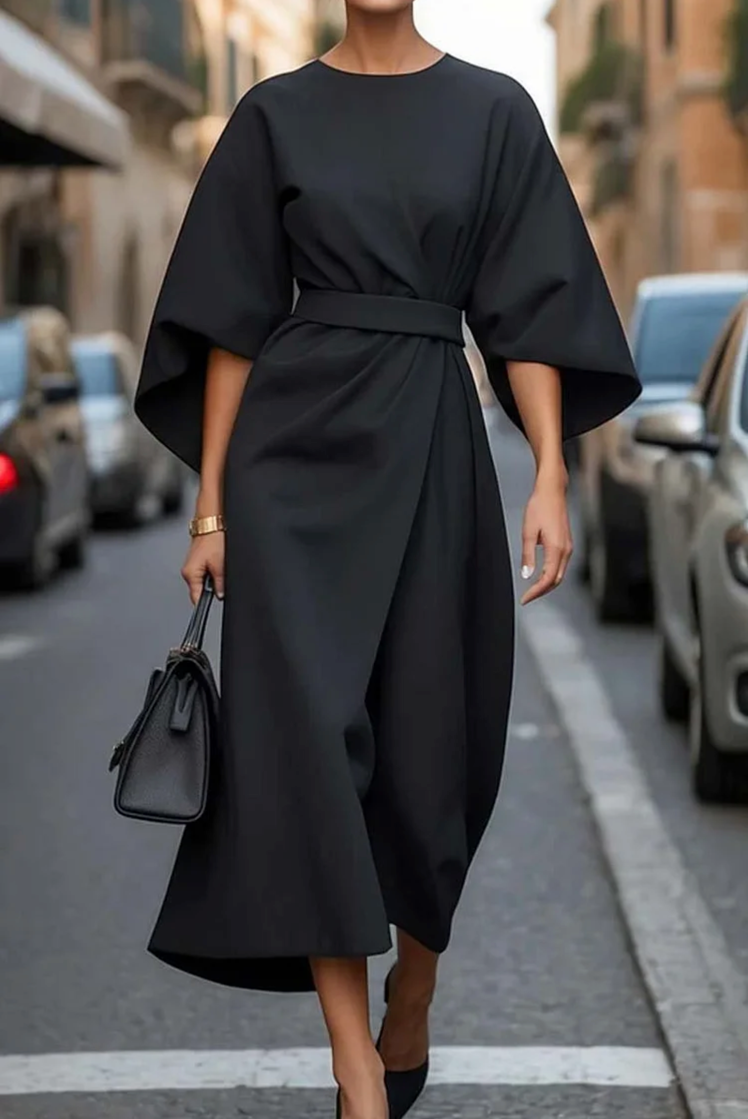 Women's Lightweight Fabric Formal Dress | Elegant Lantern Sleeve Design 3
