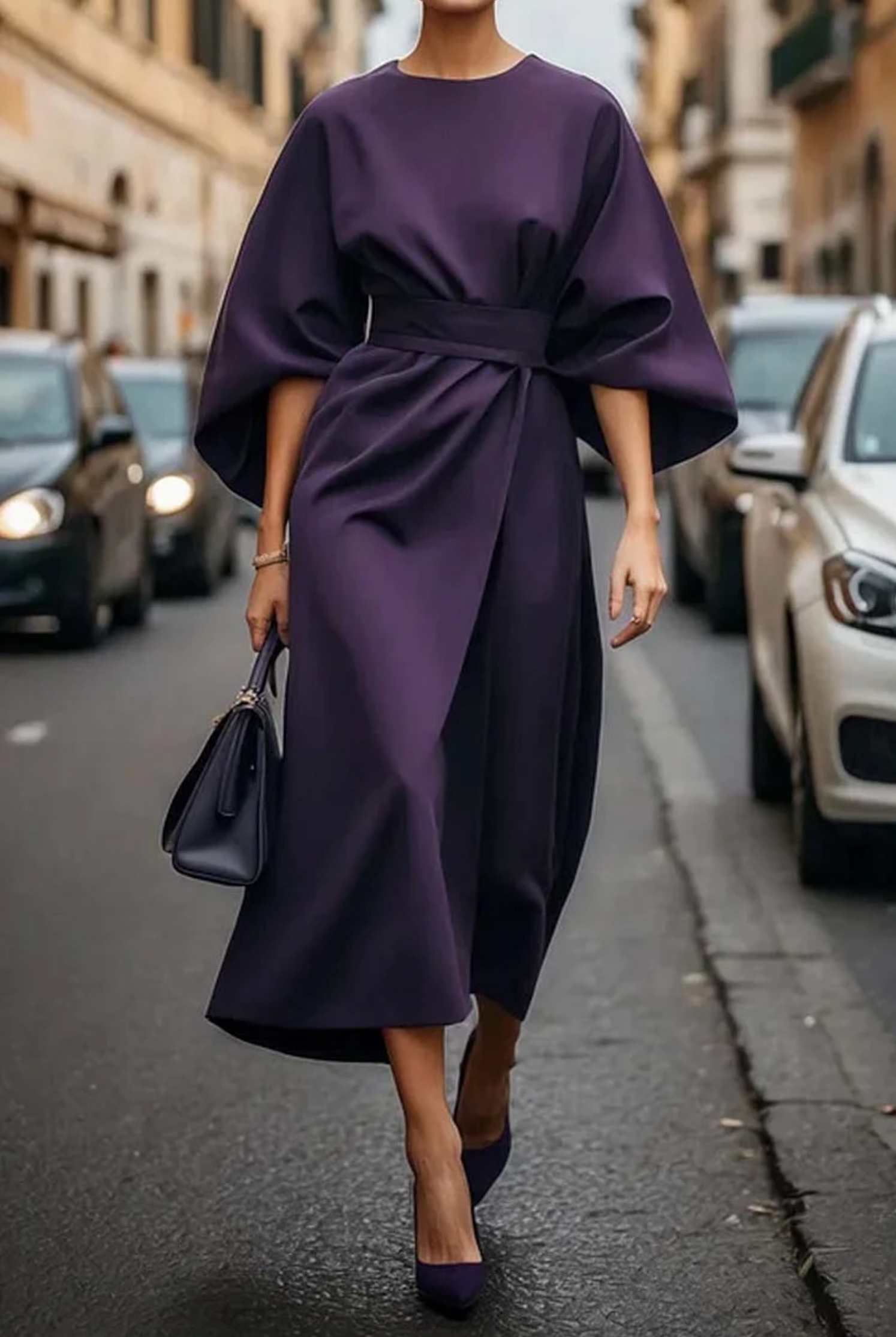 Women's Lightweight Fabric Formal Dress | Elegant Lantern Sleeve Design 6