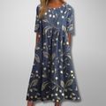 Women's Lightweight Floral Midi Dress | Elegant Relaxed Fit Summer Dress | Plus Size Available 0
