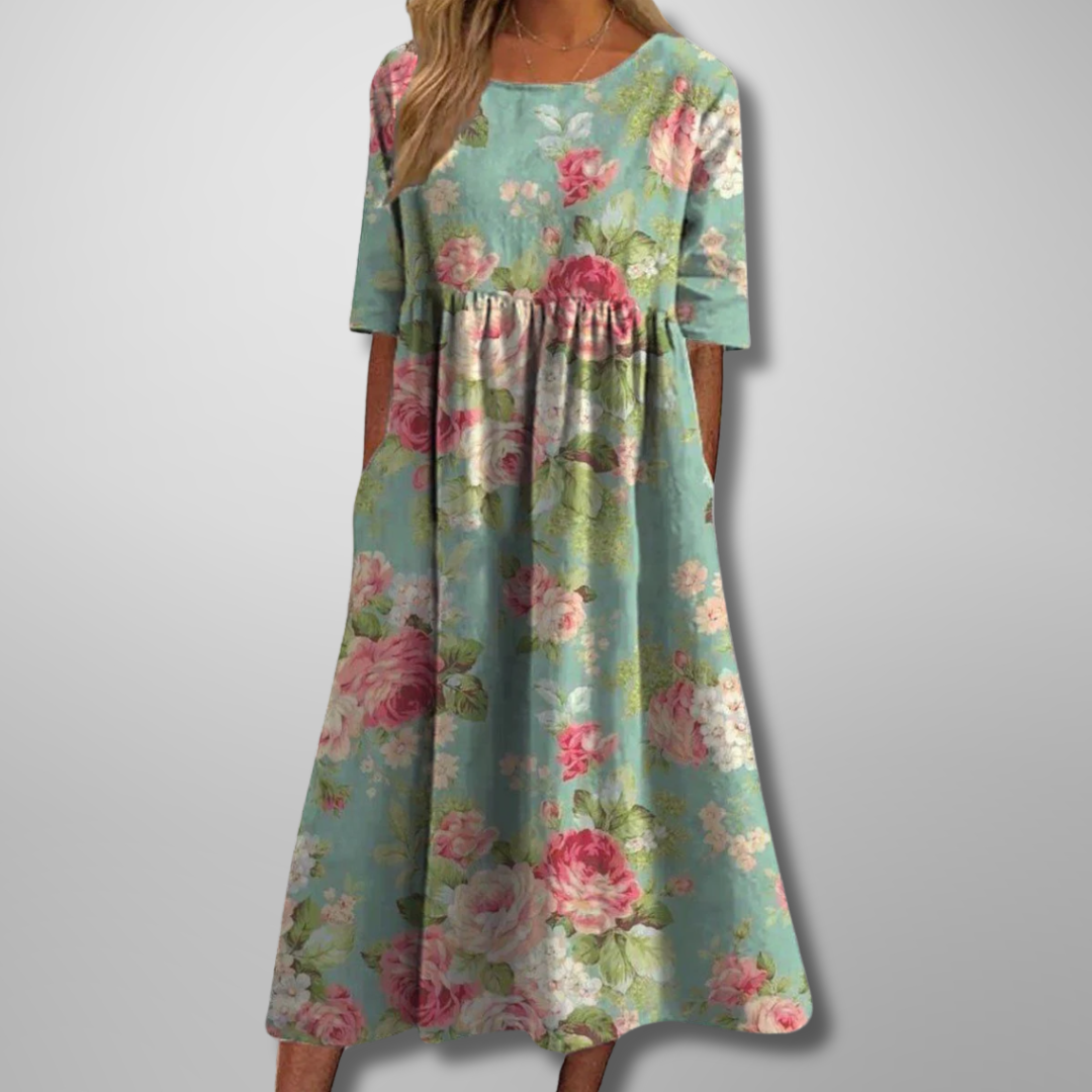 Women's Lightweight Floral Midi Dress | Elegant Relaxed Fit Summer Dress | Plus Size Available 1
