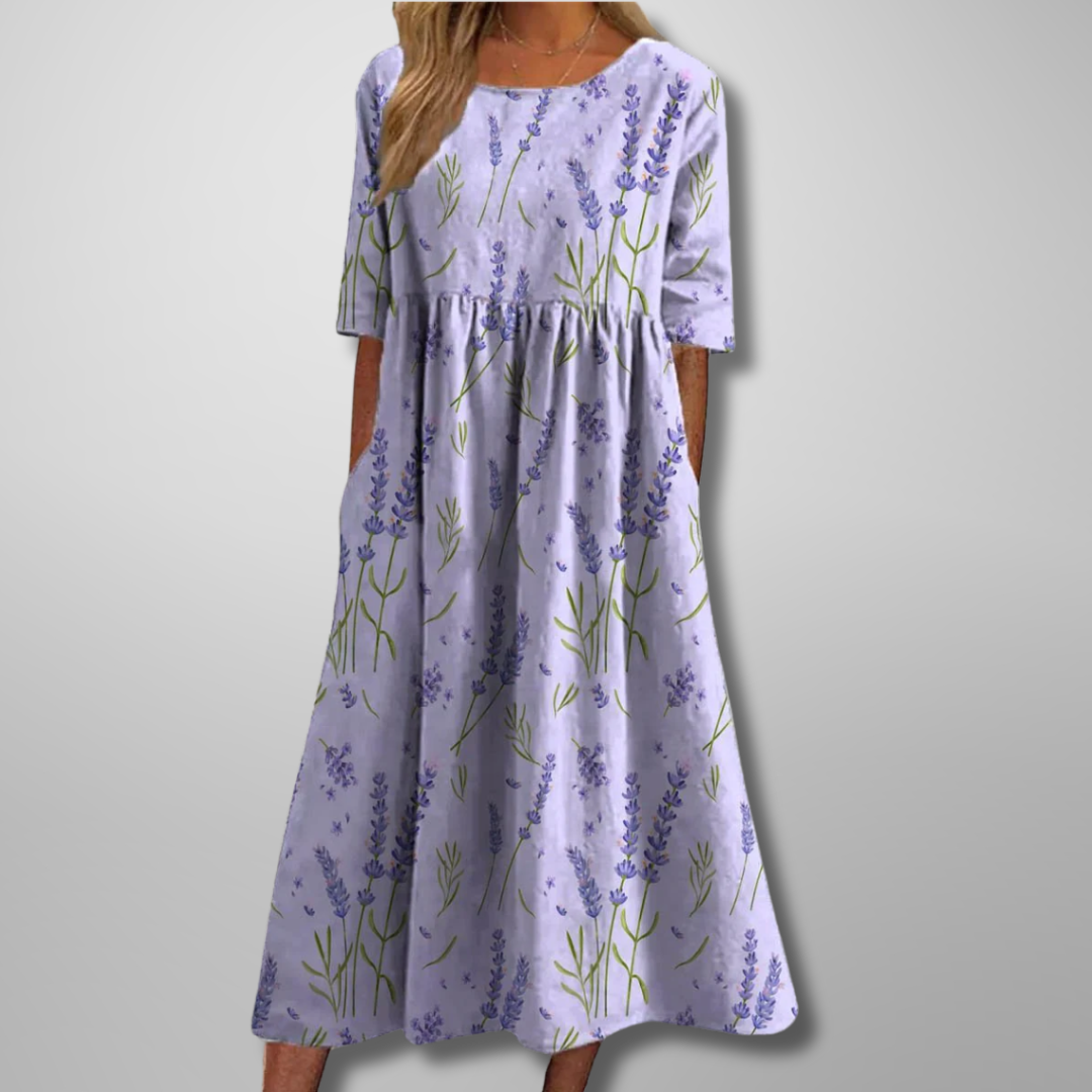 Women's Lightweight Floral Midi Dress | Elegant Relaxed Fit Summer Dress | Plus Size Available 2