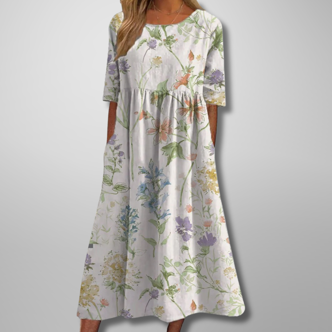 Women's Lightweight Floral Midi Dress | Elegant Relaxed Fit Summer Dress | Plus Size Available 3
