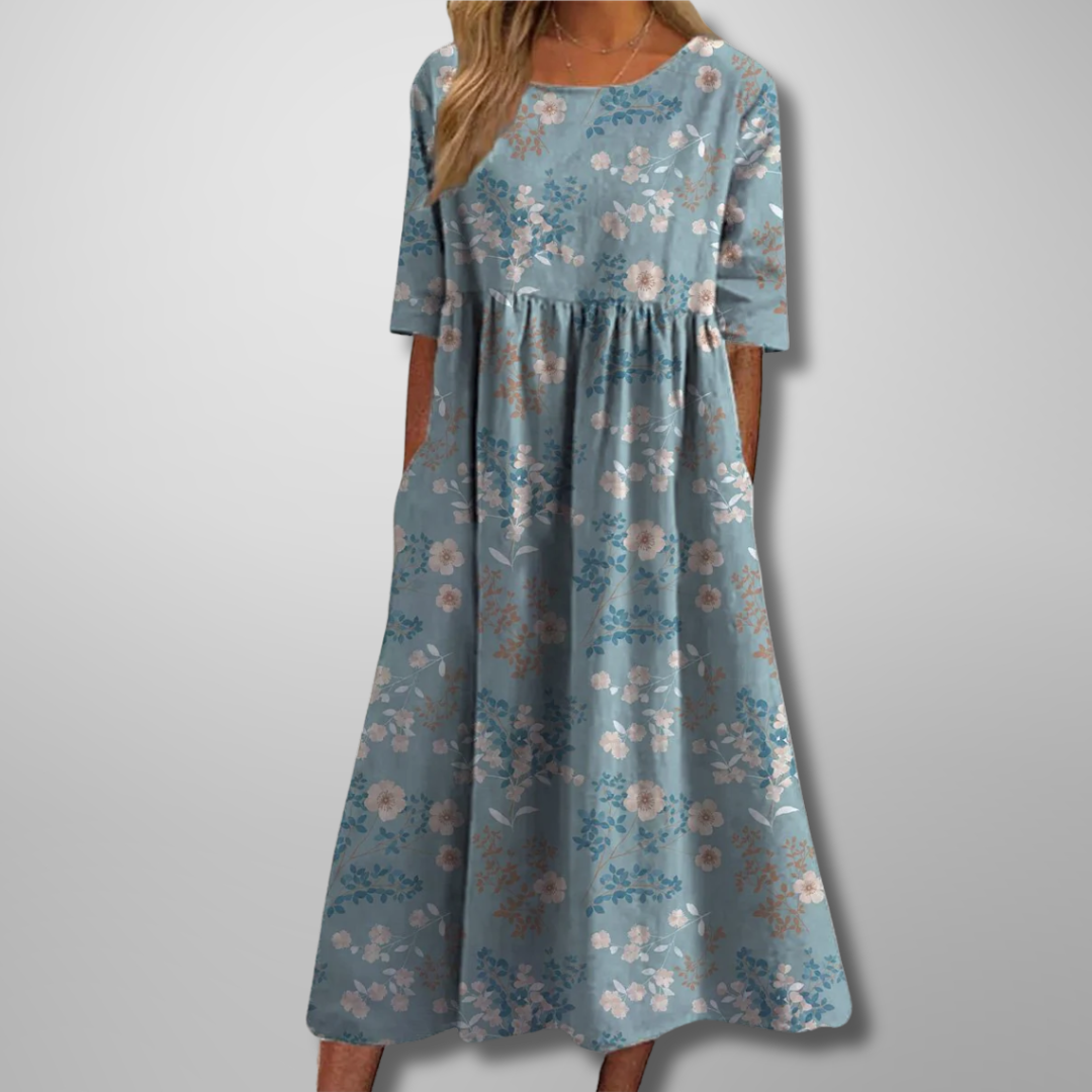 Women's Lightweight Floral Midi Dress | Elegant Relaxed Fit Summer Dress | Plus Size Available 4