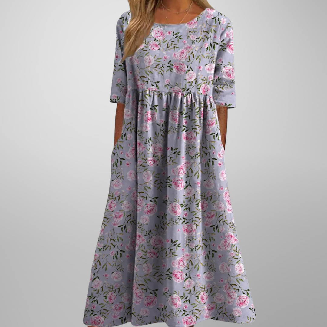 Women's Lightweight Floral Midi Dress | Elegant Relaxed Fit Summer Dress | Plus Size Available 5
