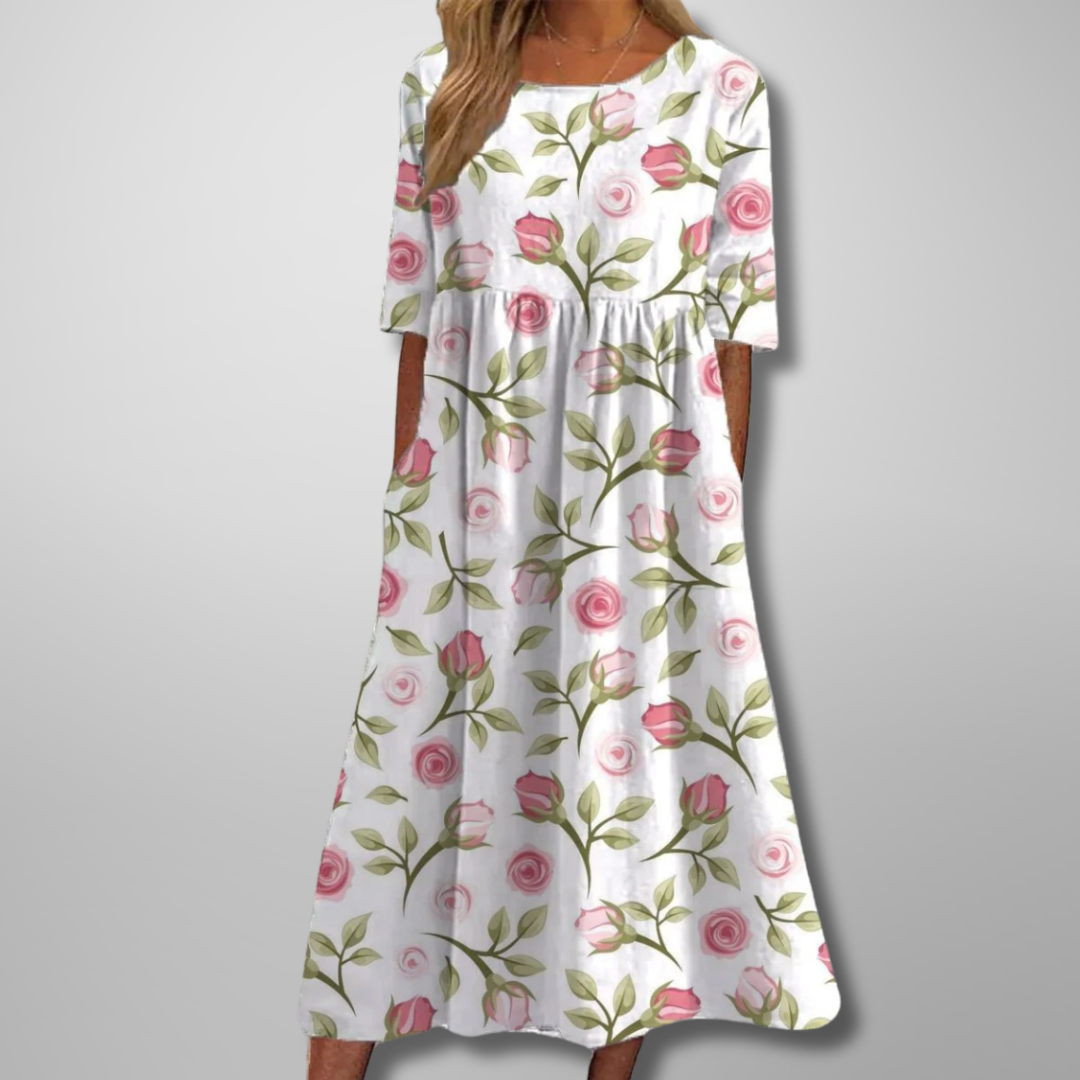 Women's Lightweight Floral Midi Dress | Elegant Relaxed Fit Summer Dress | Plus Size Available 7