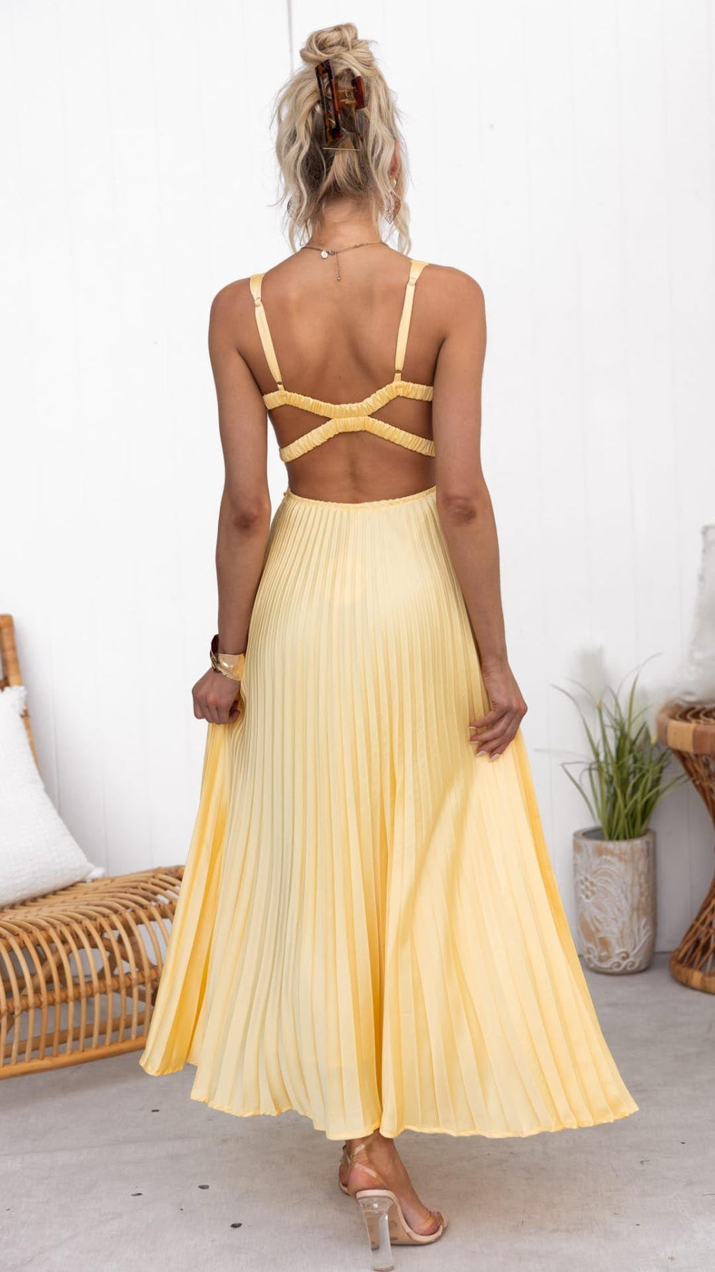 Women's Lightweight Pleated Midi Dress | Elegant Sleeveless V-Neck Summer Dress 4