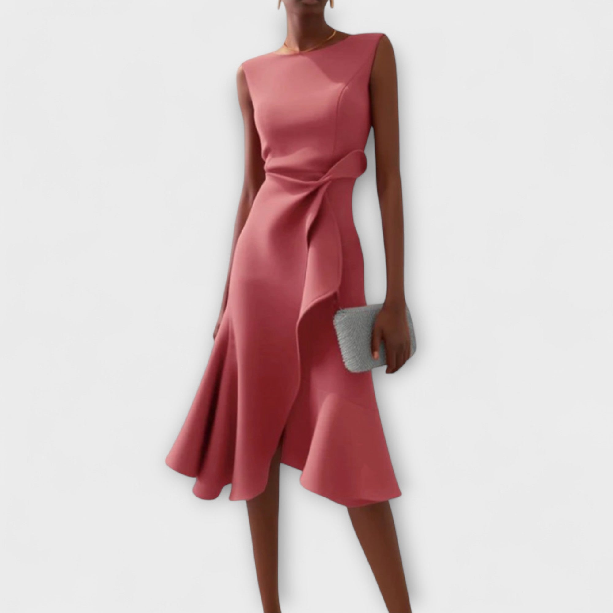 Women's Soft Draped Asymmetric Midi Dress | Elegant Sleeveless Cocktail Gown 2