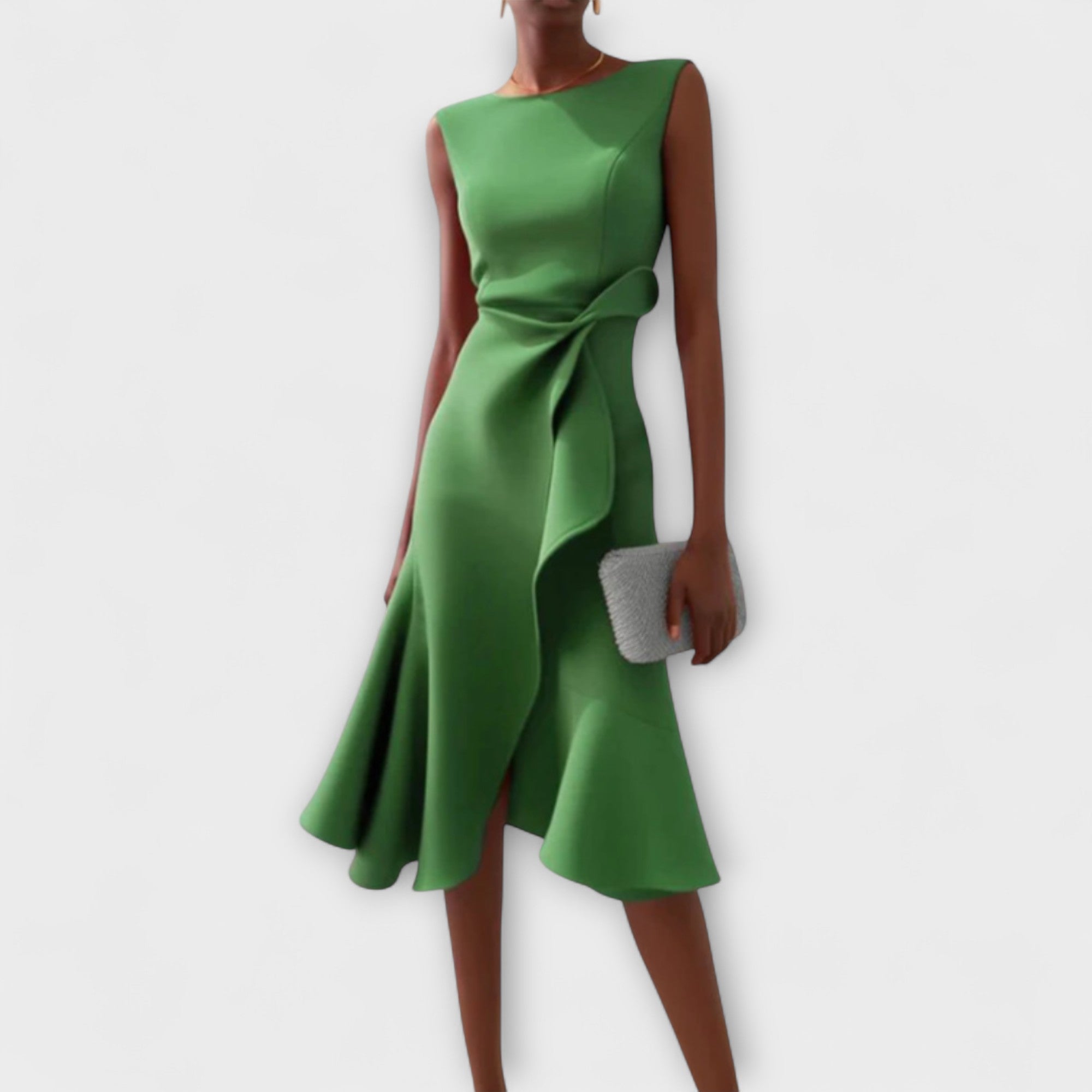 Women's Soft Draped Asymmetric Midi Dress | Elegant Sleeveless Cocktail Gown 5