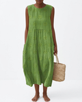 Women's Cotton Midi Dress | Elegant Sleeveless Summer Dress with Relaxed Fit